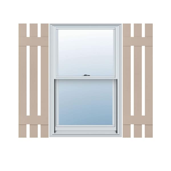 Ekena Millwork 12-in. W x 47-in. H Mid-America Vinyl, Standard Size Three Board Spaced Shutters, 023 - Wicker, PR 00031247023 - main